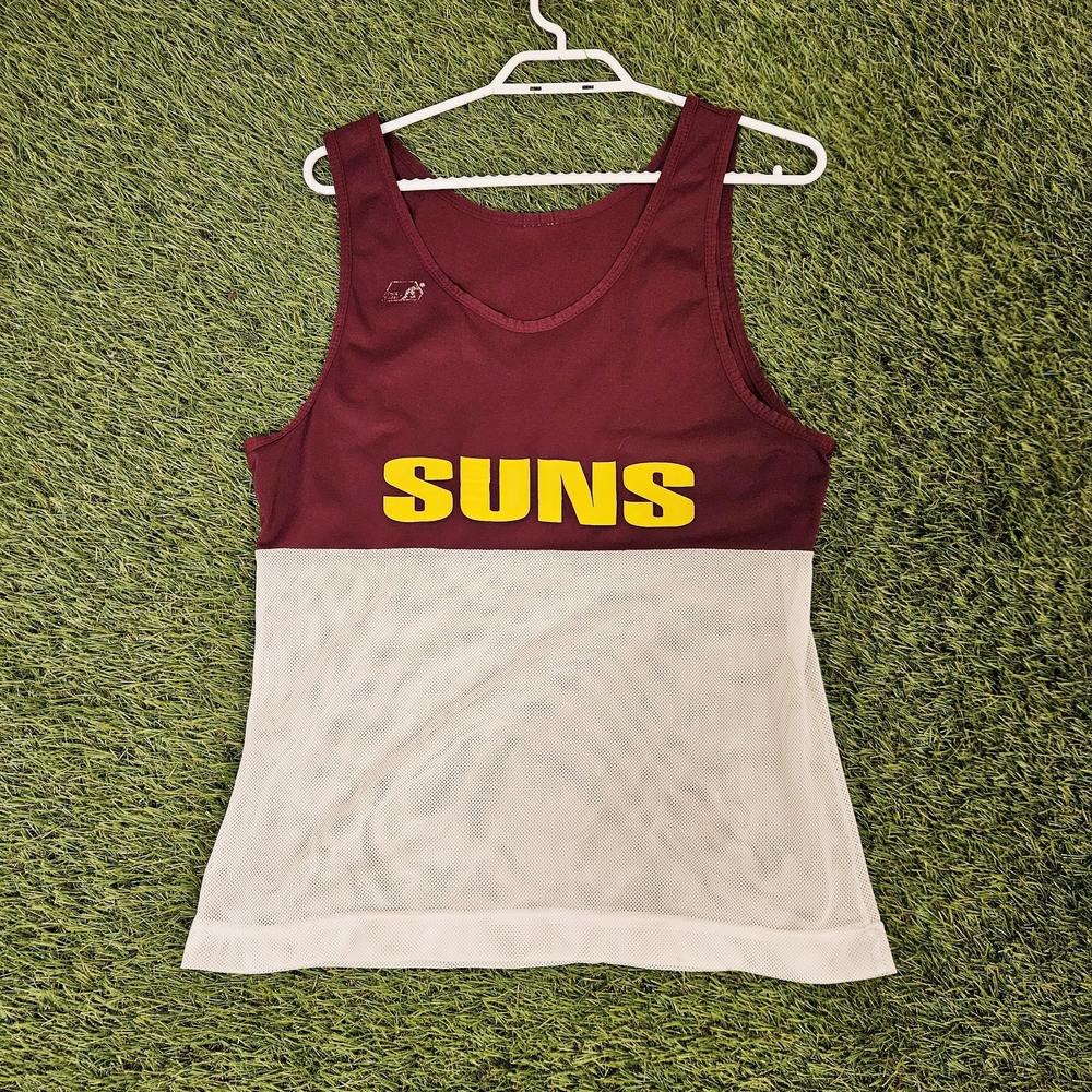 Maroon and White Suns Tank Top Mesh Bottom Half Basketball Style. 90s Vintage